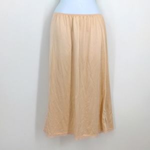 Vintage Warner's Perfect Measure Stretchy Nylon Satin Lace Slip Beige Size Large